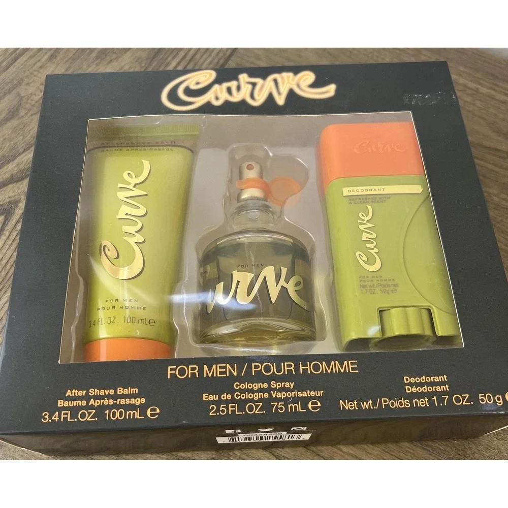 Curve By Liz Claiborne For Men Set: Cologne+ASB+Deo Stick (2.5+3.4+1.7)oz New